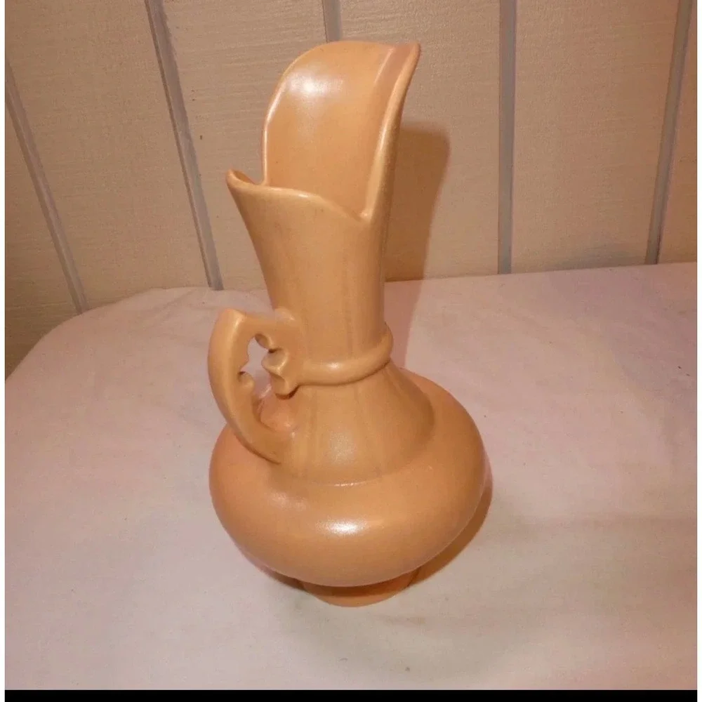 Vintage Weller Pottery Cameo Rose Ewer Pitcher Vase Peach Pink 1930s Zanesville